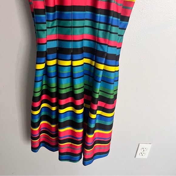 Calvin Klein Rainbow Striped Halter Fit and Flare Dress Small 6 - Picture 10 of 11